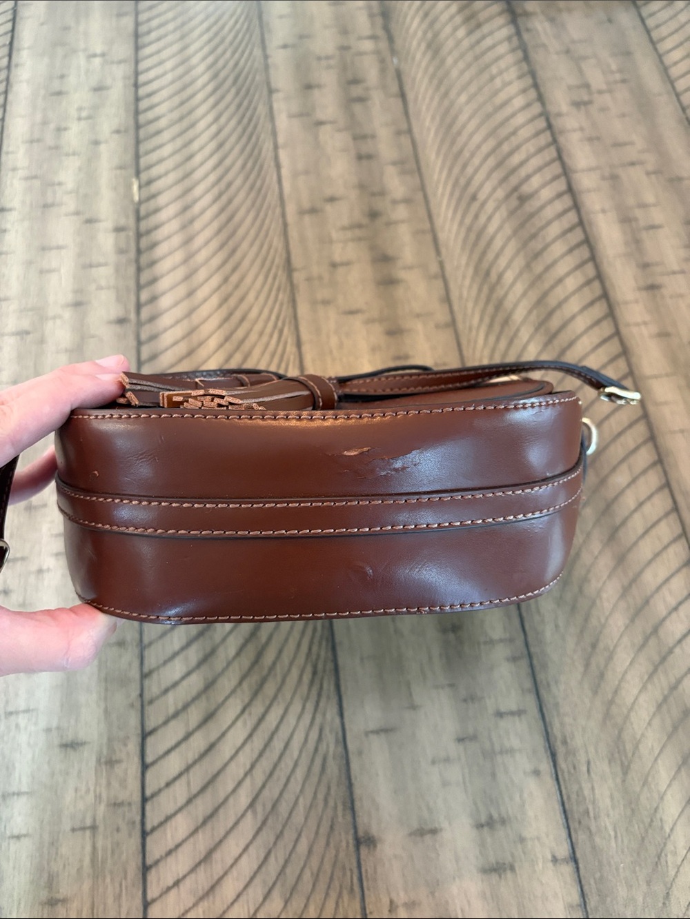Burberry Brown Leather Crossbody with Signature Check Flap - Picture 2 of 9